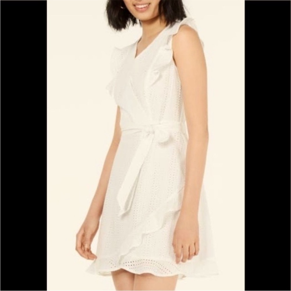 Bar III White Eyelet Ruffle Mini Dress - Picture 2 of 12
